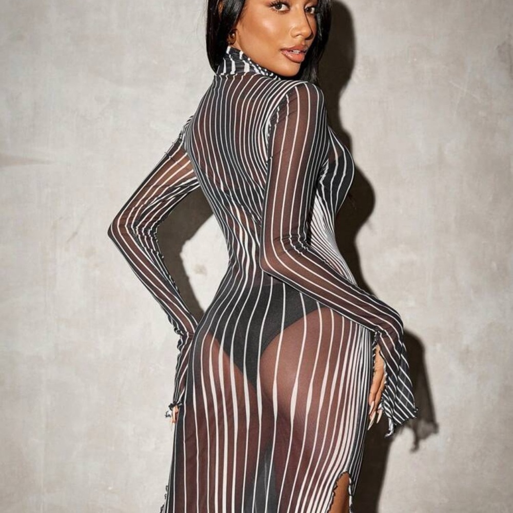 SHEIN Black and White Striped Dress